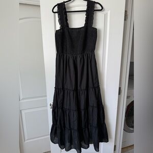 NWT Black Smocked Tiered Maxi Dress